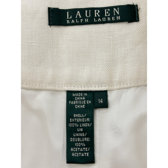 Lauren Ralph Lauren Linen Pants Trousers Wide Leg 14 Lined White Nautical - Picture 3 of 8